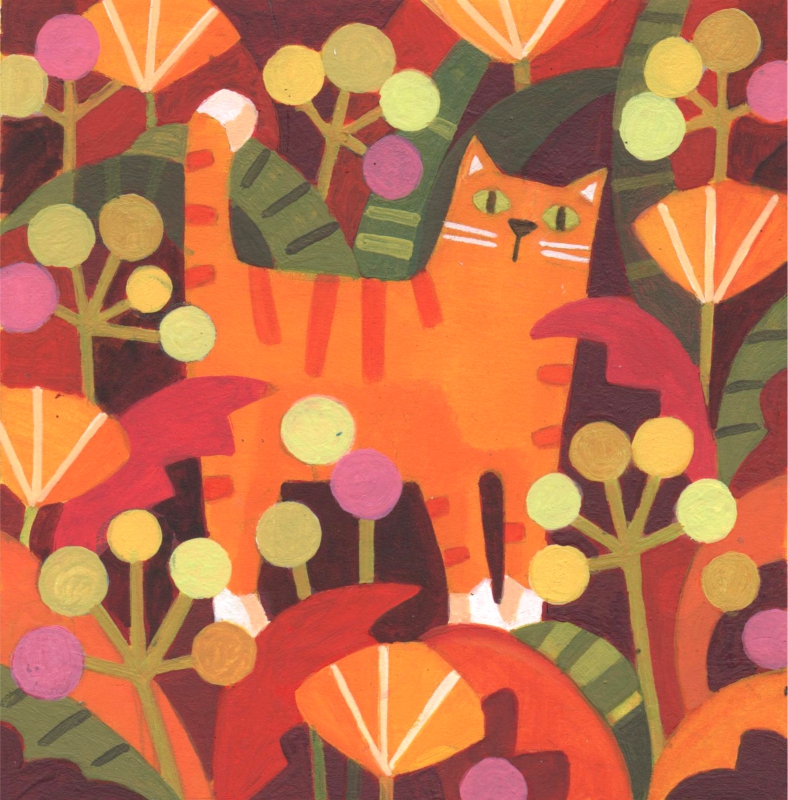 Orange cat in garden